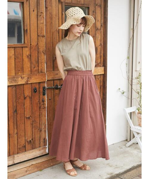 earth music&ecology（アースミュージックアンドエコロジー）の「キャンブリックフレアスカート ＊（スカート・レディース・ベージュ/ブラウン/ボルドー/ピンク/イエロー/ブラック/グリーン/オフホワイト・FREE）」の16枚目の写真