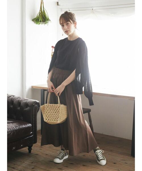 earth music&ecology（アースミュージックアンドエコロジー）の「キャンブリックフレアスカート ＊（スカート・レディース・ベージュ/ブラウン/ボルドー/ピンク/イエロー/ブラック/グリーン/オフホワイト・FREE）」の17枚目の写真