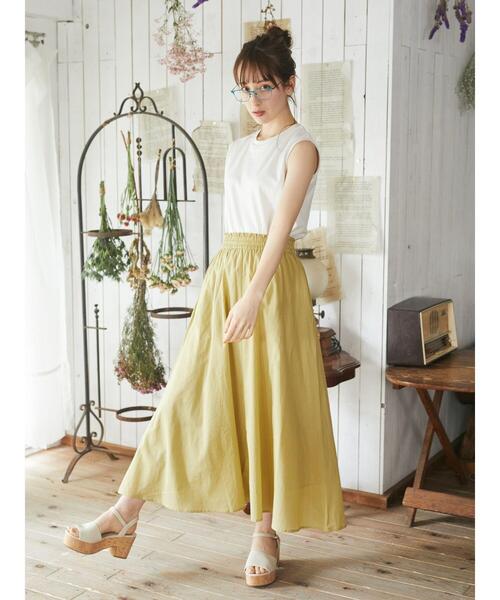 earth music&ecology（アースミュージックアンドエコロジー）の「キャンブリックフレアスカート ＊（スカート・レディース・ベージュ/ブラウン/ボルドー/ピンク/イエロー/ブラック/グリーン/オフホワイト・FREE）」の18枚目の写真