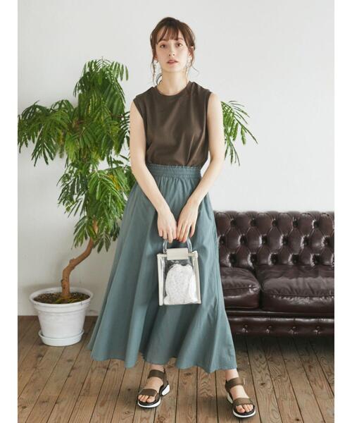 earth music&ecology（アースミュージックアンドエコロジー）の「キャンブリックフレアスカート ＊（スカート・レディース・ベージュ/ブラウン/ボルドー/ピンク/イエロー/ブラック/グリーン/オフホワイト・FREE）」の19枚目の写真