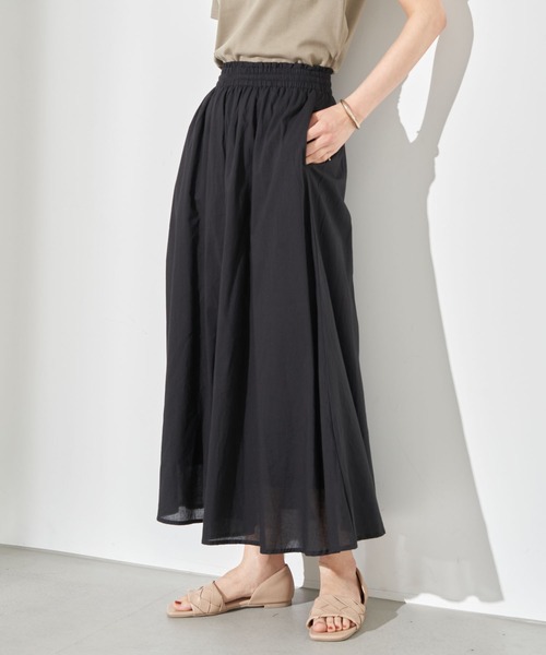 earth music&ecology（アースミュージックアンドエコロジー）の「キャンブリックフレアスカート ＊（スカート・レディース・ベージュ/ブラウン/ボルドー/ピンク/イエロー/ブラック/グリーン/オフホワイト・FREE）」の3枚目の写真