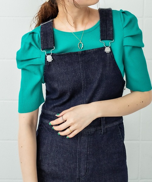 mystic(ミスティック)の「パワショルリブ半袖ニット(Tシャツ/カットソー・レディース・ブラック/グリーン/アイボリー/ベージュ/ブラウン・FREE)」の9枚目の写真