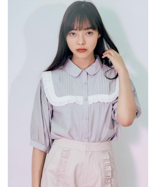 merry jenny（メリージェニー）の「プリーツテープピンタックブラウス（シャツ/ブラウス・レディース・ライトブルー/オフホワイト/ベージュ・FREE）」の8枚目の写真