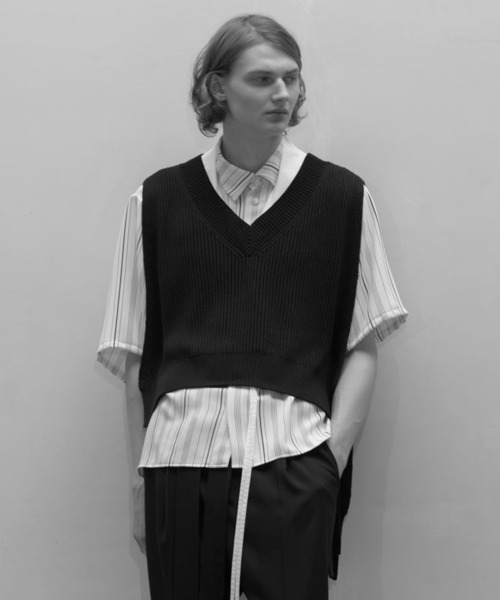 SISE（シセ）の「SISE KNIT GILET（ニット/セーター・メンズ・ブラック・FREE）」の2枚目の写真