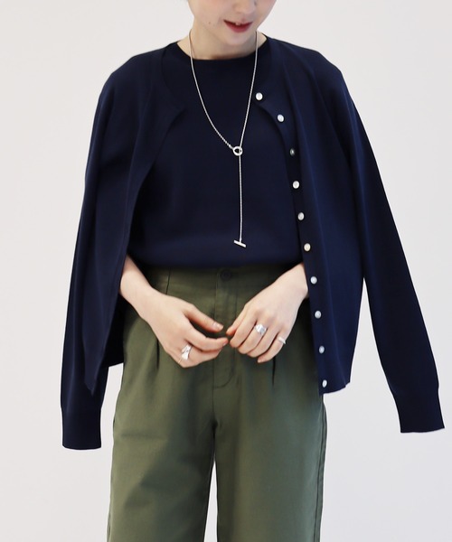 AMERICAN HOLIC（アメリカンホリック）の「Tシャツライクニットプルオーバー　＊（ニット/セーター・レディース・オフホワイト/サックスブルー/その他7/ネイビー・L/M）」の8枚目の写真