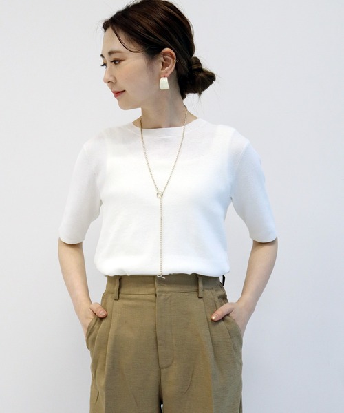 AMERICAN HOLIC（アメリカンホリック）の「Tシャツライクニットプルオーバー　＊（ニット/セーター・レディース・オフホワイト/サックスブルー/その他7/ネイビー・L/M）」の10枚目の写真