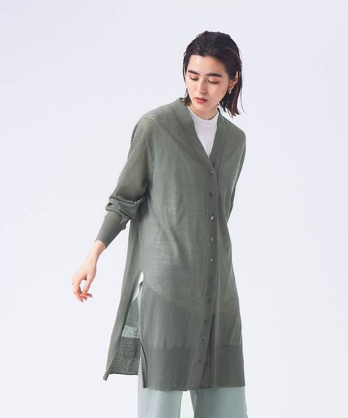 qualite（カリテ）の「ライトコットンリネンカーディガン（カーディガン/ボレロ・レディース・グレー/ホワイト/ブラック・フリー）」の3枚目の写真