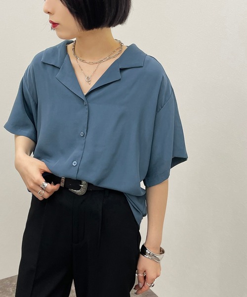 apres jour mignon(アプレジュールミニョン)の「アソート開襟シャツ【ZOZOTOWN限定アイテム】(シャツ/ブラウス・レディース・その他/ブラック/グレイッシュベージュ/ブルー・X-LARGE/フリー)」の3枚目の写真