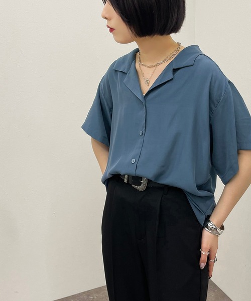 apres jour mignon(アプレジュールミニョン)の「アソート開襟シャツ【ZOZOTOWN限定アイテム】(シャツ/ブラウス・レディース・その他/ブラック/グレイッシュベージュ/ブルー・X-LARGE/フリー)」の15枚目の写真