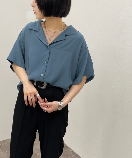 apres jour mignon(アプレジュールミニョン)の「アソート開襟シャツ【ZOZOTOWN限定アイテム】(シャツ/ブラウス・レディース・その他/ブラック/グレイッシュベージュ/ブルー・X-LARGE/フリー)」の16枚目の写真
