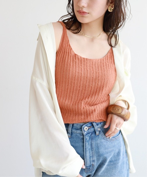 SLOBE citron.（スローブシトロン）の「SLOBE citron. ビタミンカラーニットキャミソール【手洗い可能】◆（キャミソール・レディース・オレンジ/アイボリー・FREE）」の2枚目の写真