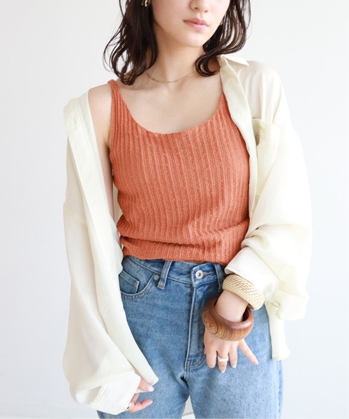 SLOBE citron.（スローブシトロン）の「SLOBE citron. ビタミンカラーニットキャミソール【手洗い可能】◆（キャミソール・レディース・オレンジ/アイボリー・FREE）」の22枚目の写真