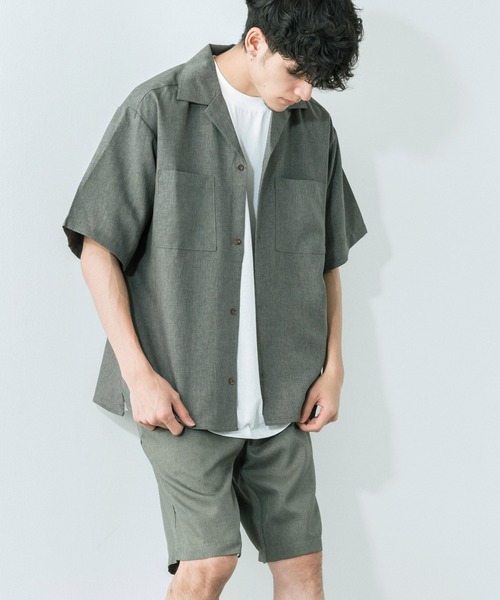 Ressaca（レサーカ）の「セットアップ ポリトロショートパンツ / ポケットオープンシャツ（セットアップ・メンズ・ブラック/ブルー/カーキ/グレー/モカ・M/L/XL）」の4枚目の写真