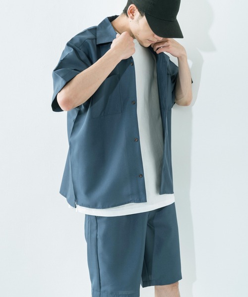 Ressaca（レサーカ）の「セットアップ ポリトロショートパンツ / ポケットオープンシャツ（セットアップ・メンズ・ブラック/ブルー/カーキ/グレー/モカ・M/L/XL）」の5枚目の写真