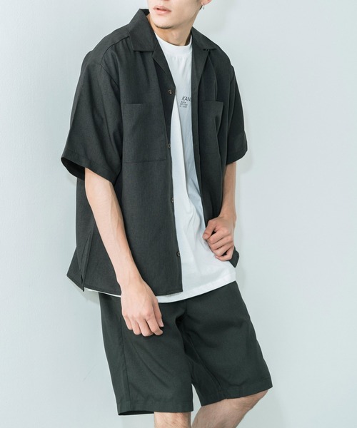 Ressaca（レサーカ）の「セットアップ ポリトロショートパンツ / ポケットオープンシャツ（セットアップ・メンズ・ブラック/ブルー/カーキ/グレー/モカ・M/L/XL）」の19枚目の写真