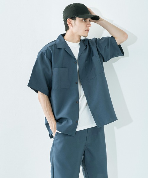 Ressaca（レサーカ）の「セットアップ ポリトロショートパンツ / ポケットオープンシャツ（セットアップ・メンズ・ブラック/ブルー/カーキ/グレー/モカ・M/L/XL）」の20枚目の写真