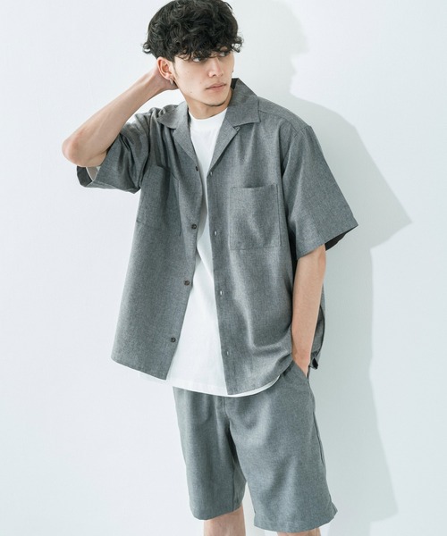 Ressaca（レサーカ）の「セットアップ ポリトロショートパンツ / ポケットオープンシャツ（セットアップ・メンズ・ブラック/ブルー/カーキ/グレー/モカ・M/L/XL）」の13枚目の写真