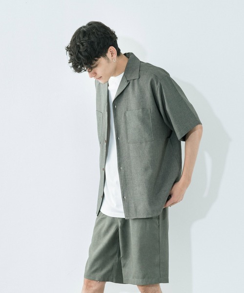 Ressaca（レサーカ）の「セットアップ ポリトロショートパンツ / ポケットオープンシャツ（セットアップ・メンズ・ブラック/ブルー/カーキ/グレー/モカ・M/L/XL）」の14枚目の写真