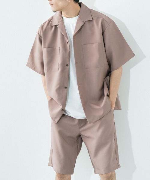 Ressaca（レサーカ）の「セットアップ ポリトロショートパンツ / ポケットオープンシャツ（セットアップ・メンズ・ブラック/ブルー/カーキ/グレー/モカ・M/L/XL）」の8枚目の写真