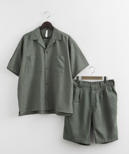 Ressaca（レサーカ）の「セットアップ ポリトロショートパンツ / ポケットオープンシャツ（セットアップ・メンズ・ブラック/ブルー/カーキ/グレー/モカ・M/L/XL）」の18枚目の写真