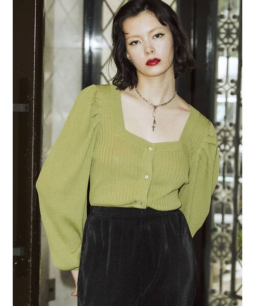 jouetie（ジュエティ）の「スクエア2WAYカーデ（カーディガン/ボレロ・レディース・ブラック/レッド/オレンジ/グリーン・MEDIUM）」の3枚目の写真