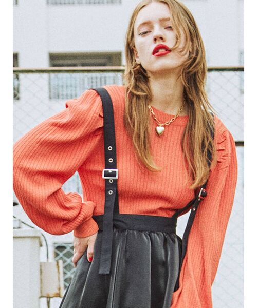 jouetie（ジュエティ）の「スクエア2WAYカーデ（カーディガン/ボレロ・レディース・ブラック/レッド/オレンジ/グリーン・MEDIUM）」の5枚目の写真