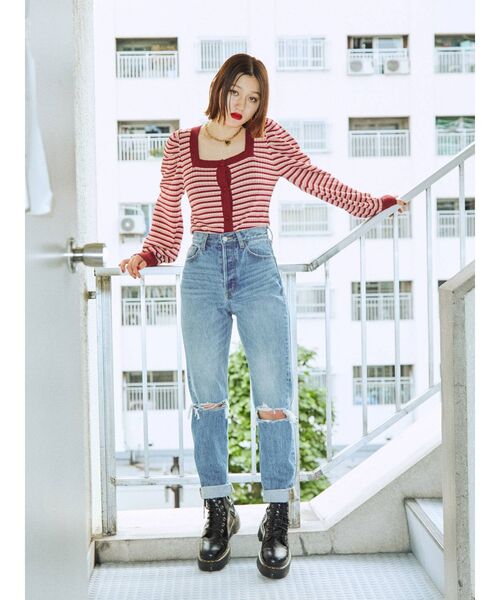 jouetie（ジュエティ）の「スクエア2WAYカーデ（カーディガン/ボレロ・レディース・ブラック/レッド/オレンジ/グリーン・MEDIUM）」の14枚目の写真