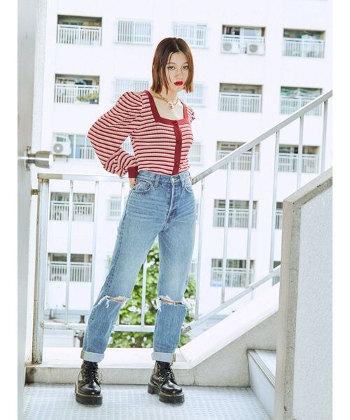 jouetie（ジュエティ）の「スクエア2WAYカーデ（カーディガン/ボレロ・レディース・ブラック/レッド/オレンジ/グリーン・MEDIUM）」の15枚目の写真