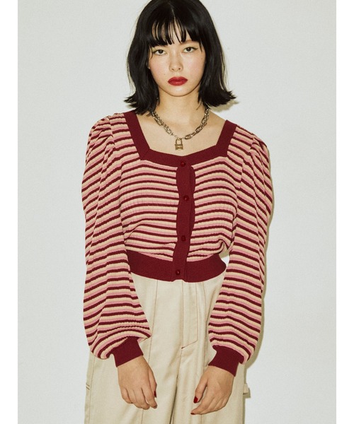 jouetie（ジュエティ）の「スクエア2WAYカーデ（カーディガン/ボレロ・レディース・ブラック/レッド/オレンジ/グリーン・MEDIUM）」の22枚目の写真