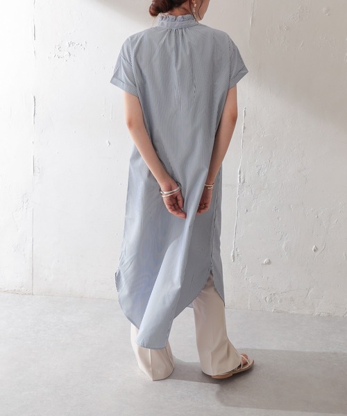 DISCOAT(ディスコート)の「【WEB限定】スタンドフリルワンピース(シャツワンピース・レディース・ホワイト/スカイブルー/ブラック/サックスブルー/イエロー・FREE)」の13枚目の写真