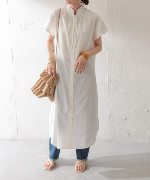 DISCOAT(ディスコート)の「【WEB限定】スタンドフリルワンピース(シャツワンピース・レディース・ホワイト/スカイブルー/ブラック/サックスブルー/イエロー・FREE)」の17枚目の写真