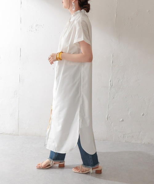 DISCOAT(ディスコート)の「【WEB限定】スタンドフリルワンピース(シャツワンピース・レディース・ホワイト/スカイブルー/ブラック/サックスブルー/イエロー・FREE)」の20枚目の写真