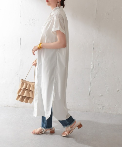 DISCOAT(ディスコート)の「【WEB限定】スタンドフリルワンピース(シャツワンピース・レディース・ホワイト/スカイブルー/ブラック/サックスブルー/イエロー・FREE)」の21枚目の写真