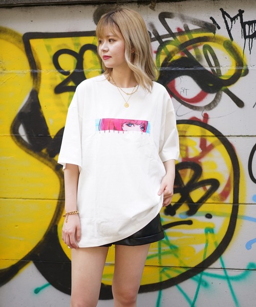 9090（ナインティナインティ）の「【WEB限定】LHP/エルエイチピー/ アニメーションプリントTシャツ(目)（Tシャツ/カットソー・レディース・ホワイト/ブラック・MEDIUM/LARGE）」の3枚目の写真