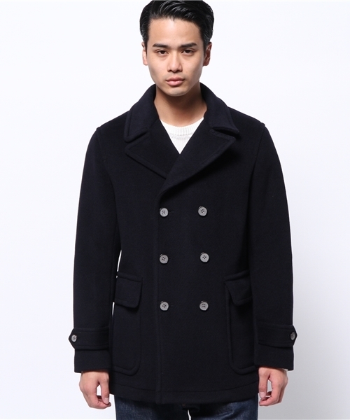 EDIFICE（エディフィス）の「◇カルゼカットパイルハーフD/Bコート（ピーコート・メンズ・チャコールグレー/ネイビー・46/48/44/50）」の4枚目の写真