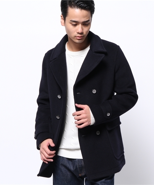 EDIFICE（エディフィス）の「◇カルゼカットパイルハーフD/Bコート（ピーコート・メンズ・チャコールグレー/ネイビー・46/48/44/50）」の11枚目の写真