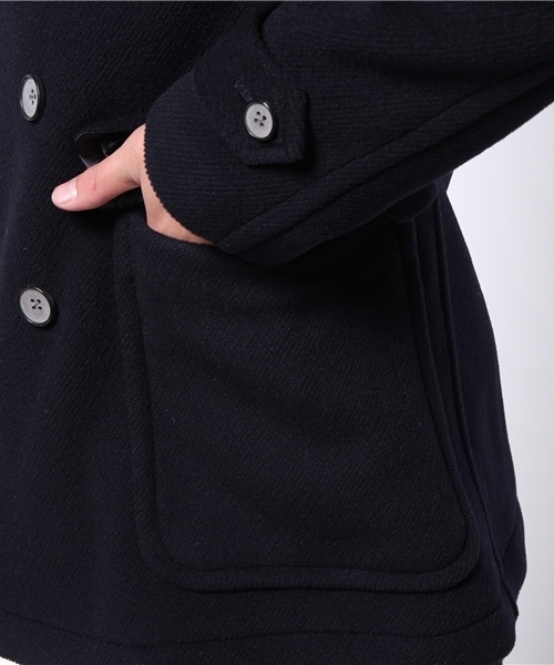 EDIFICE（エディフィス）の「◇カルゼカットパイルハーフD/Bコート（ピーコート・メンズ・チャコールグレー/ネイビー・46/48/44/50）」の13枚目の写真