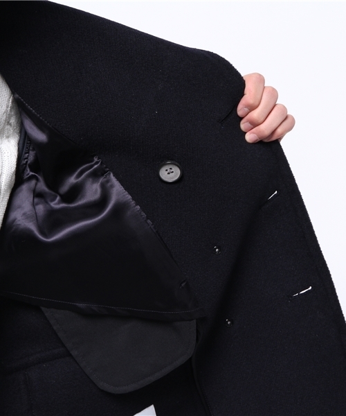 EDIFICE（エディフィス）の「◇カルゼカットパイルハーフD/Bコート（ピーコート・メンズ・チャコールグレー/ネイビー・46/48/44/50）」の6枚目の写真