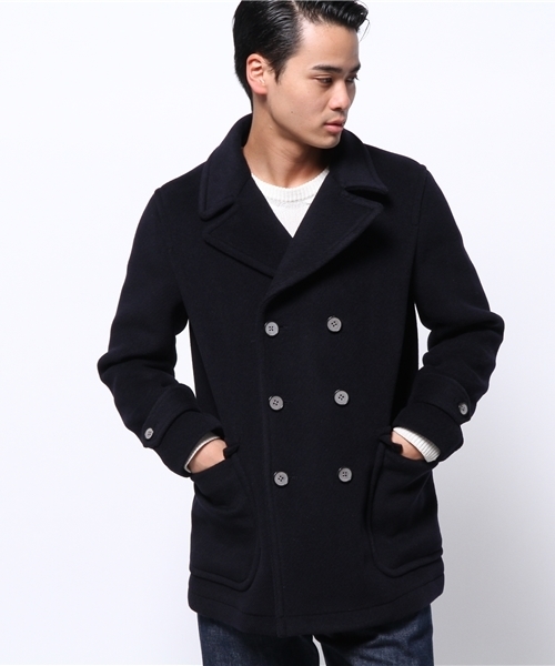 EDIFICE（エディフィス）の「◇カルゼカットパイルハーフD/Bコート（ピーコート・メンズ・チャコールグレー/ネイビー・46/48/44/50）」の8枚目の写真