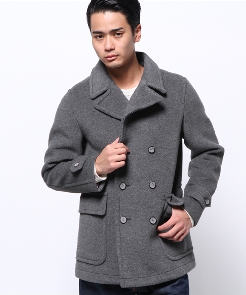 EDIFICE（エディフィス）の「◇カルゼカットパイルハーフD/Bコート（ピーコート・メンズ・チャコールグレー/ネイビー・46/48/44/50）」の15枚目の写真