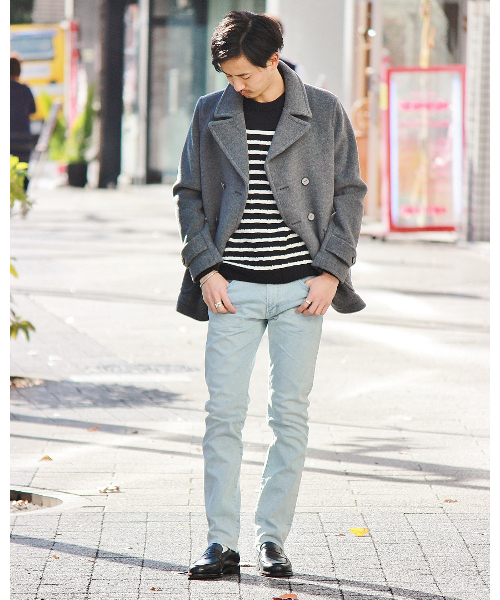 EDIFICE（エディフィス）の「◇カルゼカットパイルハーフD/Bコート（ピーコート・メンズ・チャコールグレー/ネイビー・46/48/44/50）」の16枚目の写真