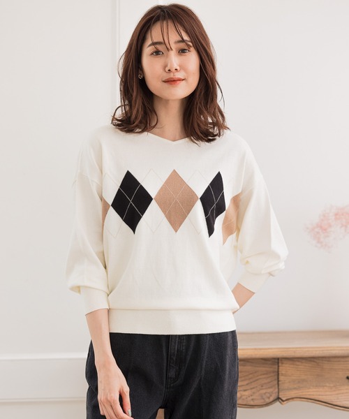 GLOBAL WORK（グローバルワーク）の「トリプルイージーニットプルオーバー/942802（ニット/セーター・レディース・グレー/オフホワイト/アイボリー/ワインレッド/その他/モカ/ライトベージュ/ラベンダー/その他1・SMALL/MEDIUM/LARGE）」の2枚目の写真