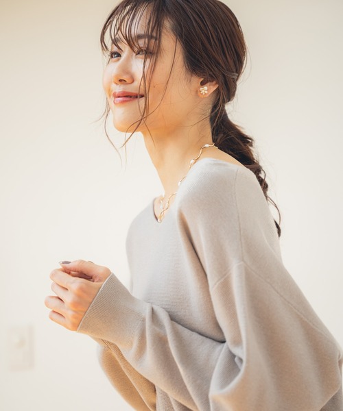 GLOBAL WORK（グローバルワーク）の「トリプルイージーニットプルオーバー/942802（ニット/セーター・レディース・グレー/オフホワイト/アイボリー/ワインレッド/その他/モカ/ライトベージュ/ラベンダー/その他1・SMALL/MEDIUM/LARGE）」の5枚目の写真