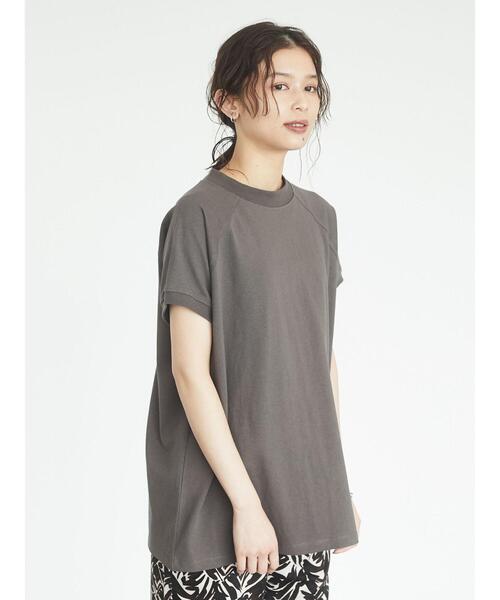 Green　Parks（グリーンパークス）の「ハイネックラグランTEE＊（Tシャツ/カットソー・レディース・オフホワイト/ブラック/オレンジ/ブラウン・FREE）」の8枚目の写真