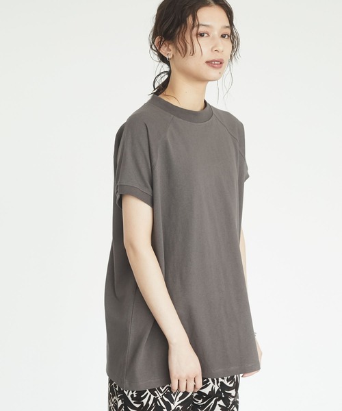 Green　Parks（グリーンパークス）の「ハイネックラグランTEE＊（Tシャツ/カットソー・レディース・オフホワイト/ブラック/オレンジ/ブラウン・FREE）」の3枚目の写真