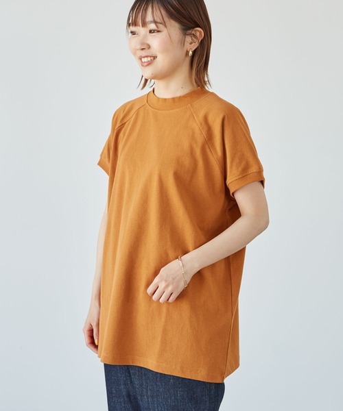 Green　Parks（グリーンパークス）の「ハイネックラグランTEE＊（Tシャツ/カットソー・レディース・オフホワイト/ブラック/オレンジ/ブラウン・FREE）」の4枚目の写真