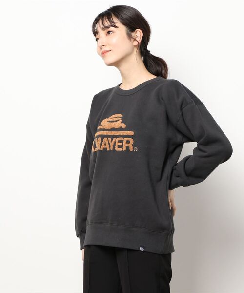 KRIFF MAYER Lady's Collection(クリフメイヤーレディースコレクション)の「裏起毛ゆるスウェット(ロゴ)(スウェット・レディース・ネイビー/ナチュラル/グレー/カラフル/ベージュ/その他5/チャコール/グリーン/レンガ・MEDIUM/LARGE)」の3枚目の写真
