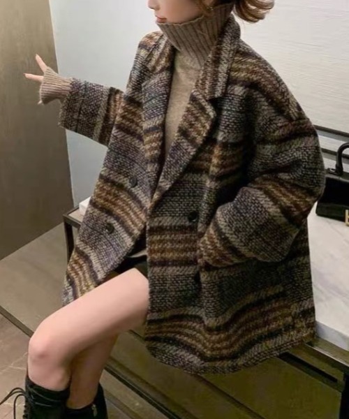 ABITOKYO(アビトーキョー)の「オーバーサイズチェック柄ジャケットコート(ダウンジャケット/コート・レディース・ブラウン系その他/グリーン系その他・M/L)」の21枚目の写真