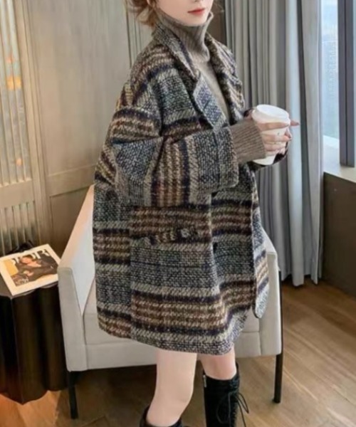 ABITOKYO(アビトーキョー)の「オーバーサイズチェック柄ジャケットコート(ダウンジャケット/コート・レディース・ブラウン系その他/グリーン系その他・M/L)」の19枚目の写真