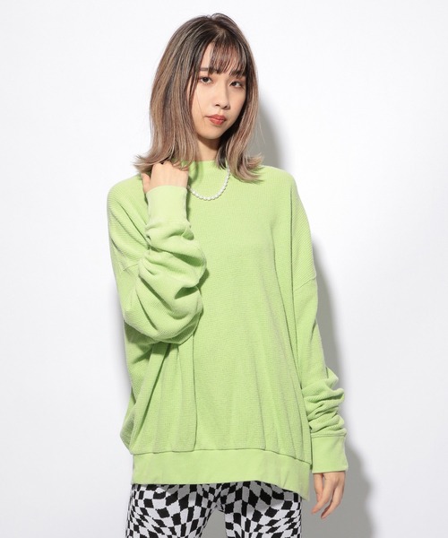 PBLIM（ページボーイリム）の「【PAGEBOYLIM】ブリーチワッフルプルオーバー（Tシャツ/カットソー・レディース・パープル/ブルー/グリーン・MEDIUM/LARGE）」の5枚目の写真